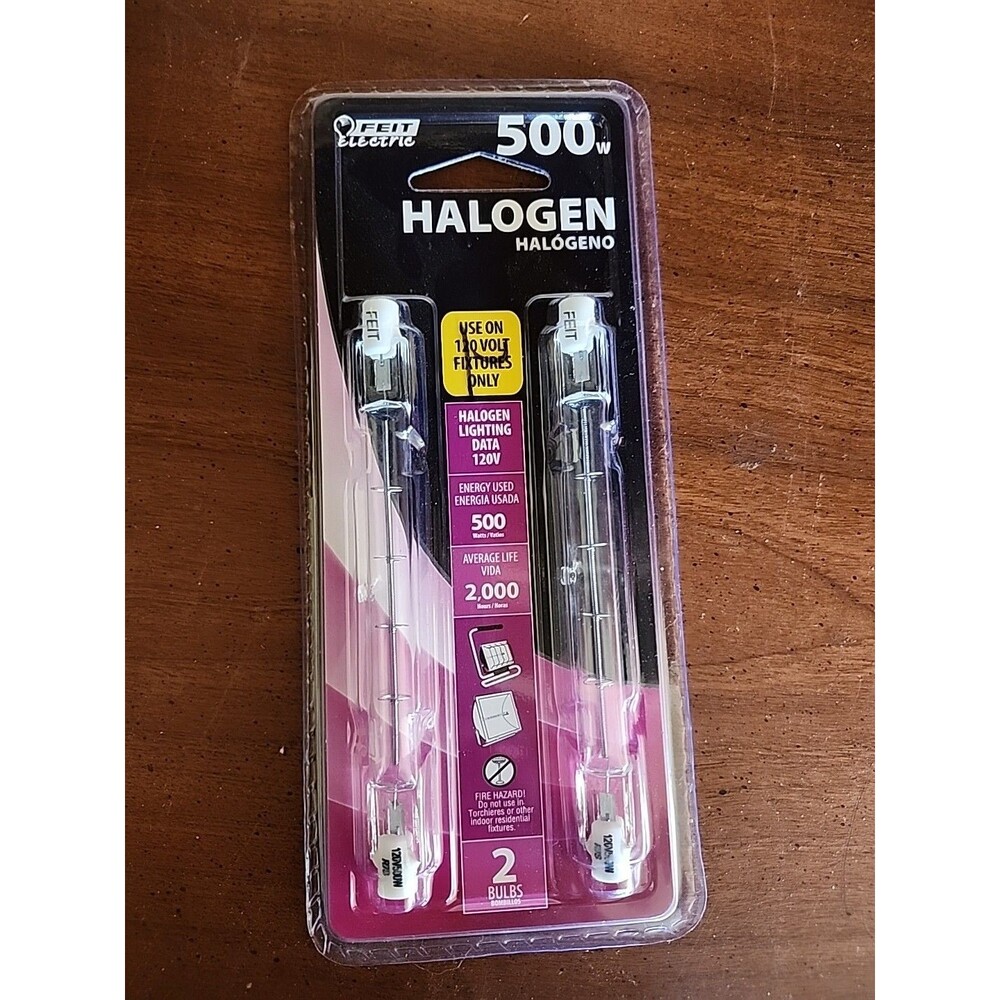 New & Sealed Feit Electric R7S Halogen 500 watt work lamp bulbs 2 per package